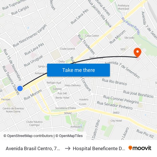 Avenida Brasil Centro, 773 - Upf Idiomas to Hospital Beneficente Dr. César Santos map