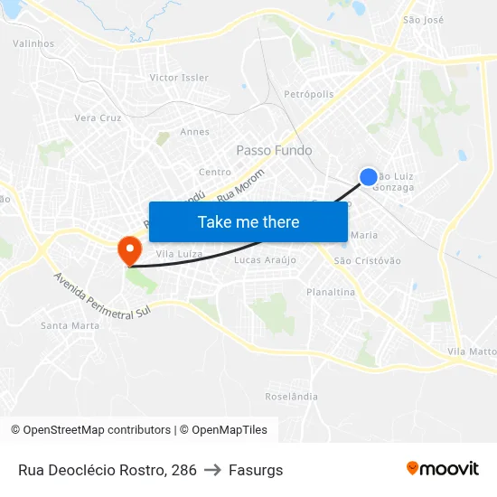 Rua Deoclécio Rostro, 286 to Fasurgs map
