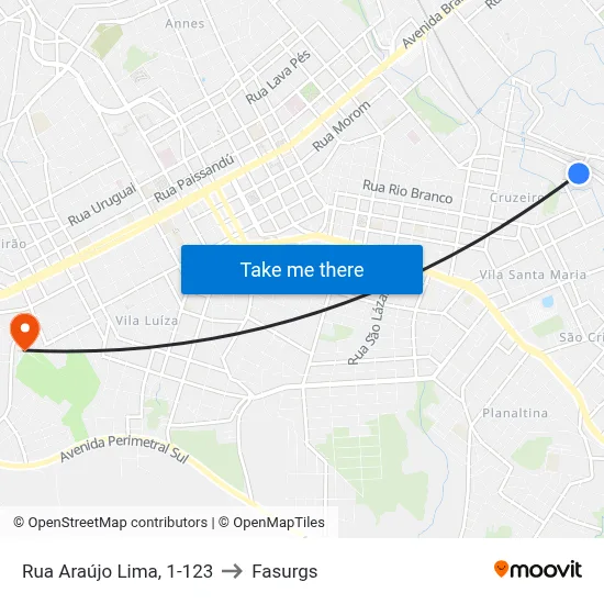 Rua Araújo Lima, 1-123 to Fasurgs map
