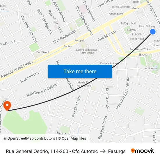 Rua General Osório, 114-260 - Cfc Autotec to Fasurgs map