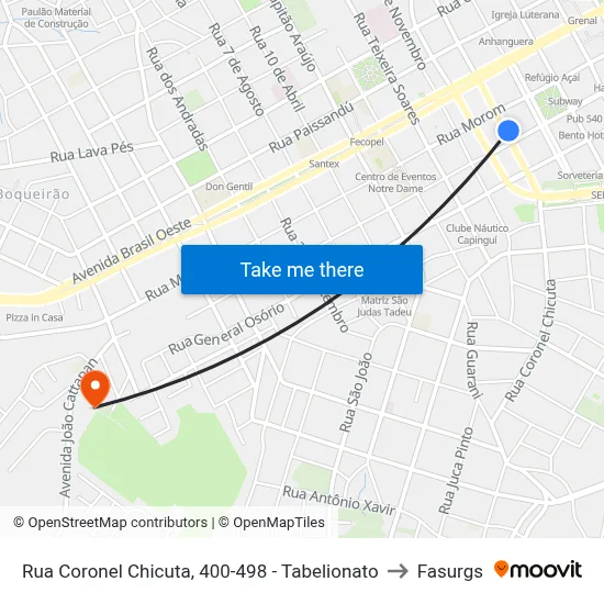 Rua Coronel Chicuta, 400-498 - Tabelionato to Fasurgs map