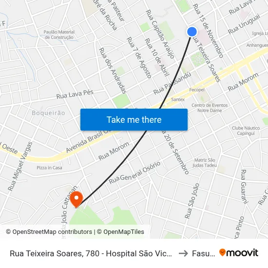 Rua Teixeira Soares, 780 - Hospital São Vicente De Paulo to Fasurgs map