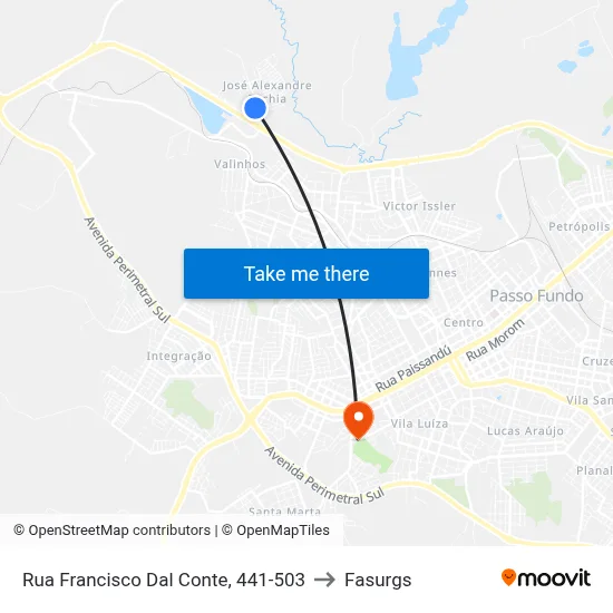Rua Francisco Dal Conte, 441-503 to Fasurgs map