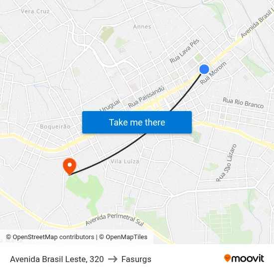 Avenida Brasil Leste, 320 to Fasurgs map