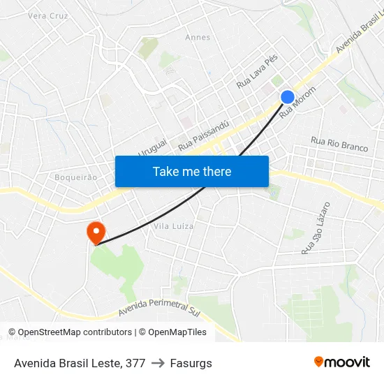 Avenida Brasil Leste, 377 to Fasurgs map