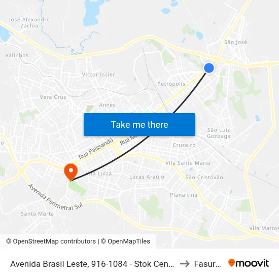 Avenida Brasil Leste, 916-1084 - Stok Center to Fasurgs map