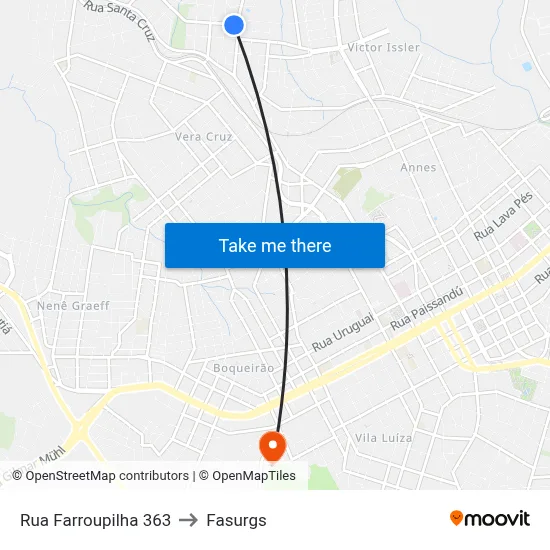 Rua Farroupilha 363 to Fasurgs map