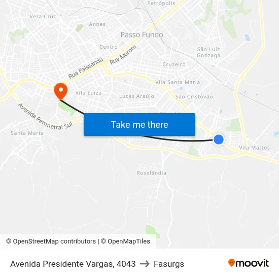 Avenida Presidente Vargas, 4043 to Fasurgs map