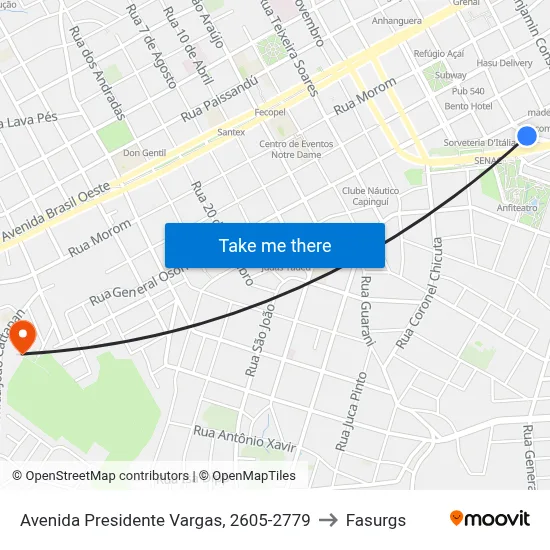 Avenida Presidente Vargas, 2605-2779 to Fasurgs map