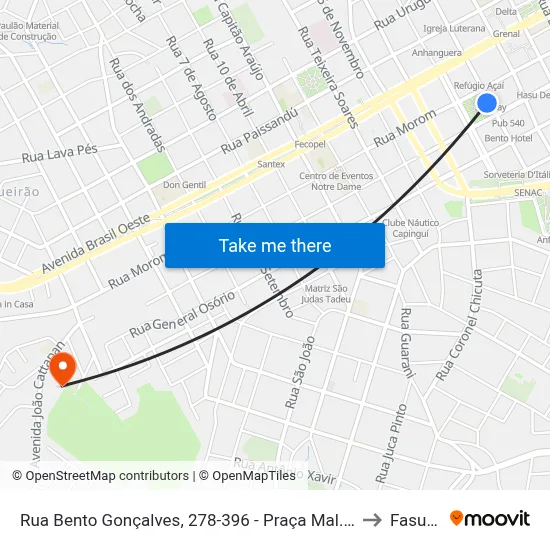 Rua Bento Gonçalves, 278-396 - Praça Mal. Floriano to Fasurgs map