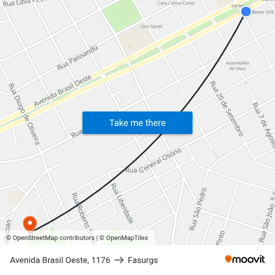Avenida Brasil Oeste, 1176 to Fasurgs map