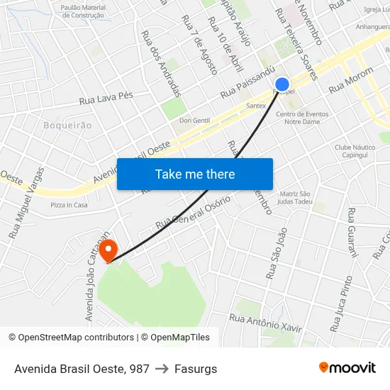 Avenida Brasil Oeste, 987 to Fasurgs map