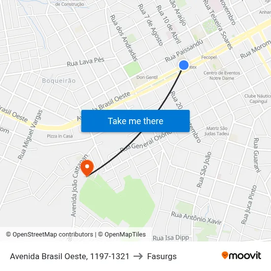 Avenida Brasil Oeste, 1197-1321 to Fasurgs map