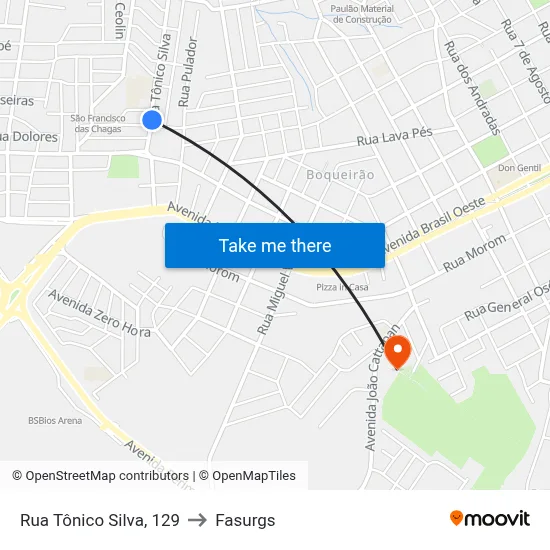 Rua Tônico Silva, 129 to Fasurgs map