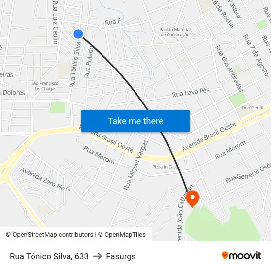 Rua Tônico Silva, 633 to Fasurgs map