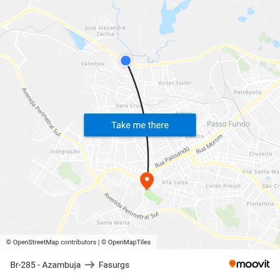 Br-285 - Azambuja to Fasurgs map