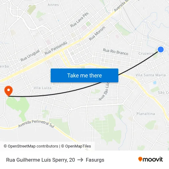 Rua Guilherme Luís Sperry, 20 to Fasurgs map