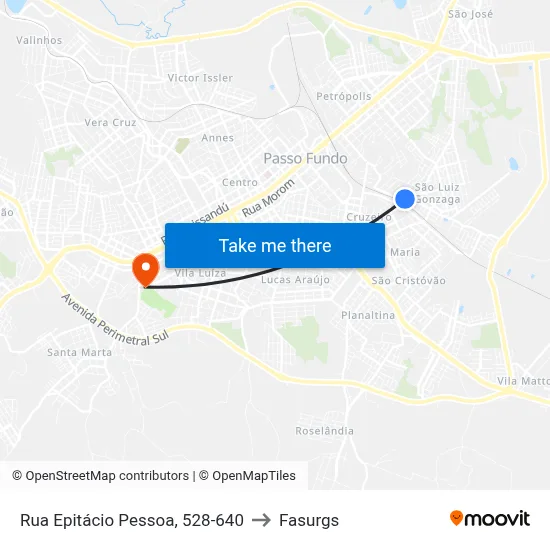 Rua Epitácio Pessoa, 528-640 to Fasurgs map