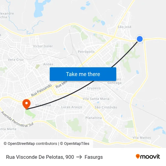 Rua Visconde De Pelotas, 900 to Fasurgs map