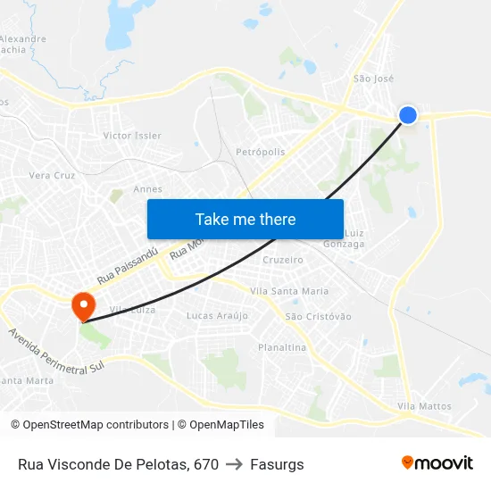 Rua Visconde De Pelotas, 670 to Fasurgs map