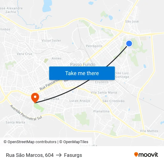 Rua São Marcos, 604 to Fasurgs map