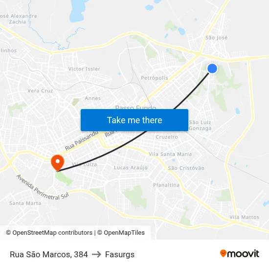 Rua São Marcos, 384 to Fasurgs map