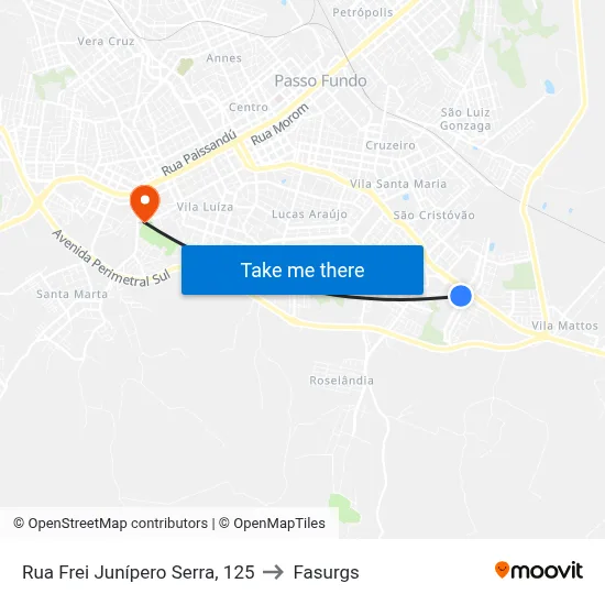 Rua Frei Junípero Serra, 125 to Fasurgs map