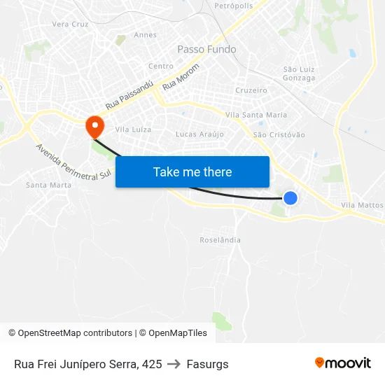 Rua Frei Junípero Serra, 425 to Fasurgs map