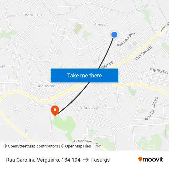 Rua Carolina Vergueiro, 134-194 to Fasurgs map