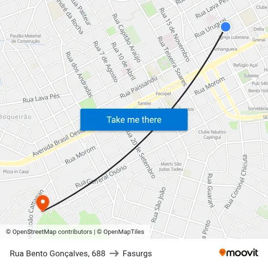 Rua Bento Gonçalves, 688 to Fasurgs map