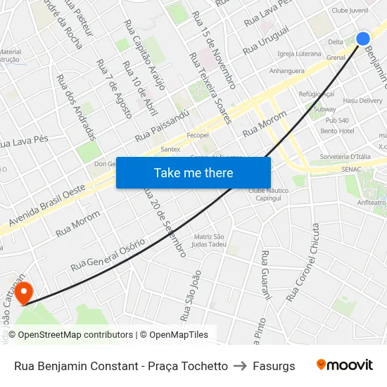 Rua Benjamin Constant - Praça Tochetto to Fasurgs map