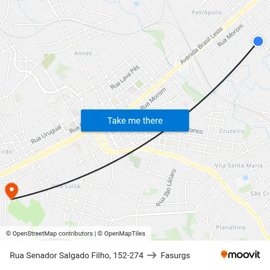 Rua Senador Salgado Filho, 152-274 to Fasurgs map