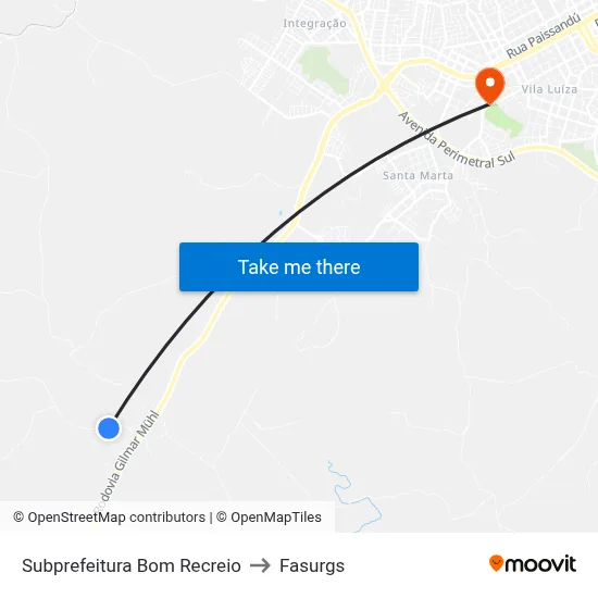 Subprefeitura Bom Recreio to Fasurgs map