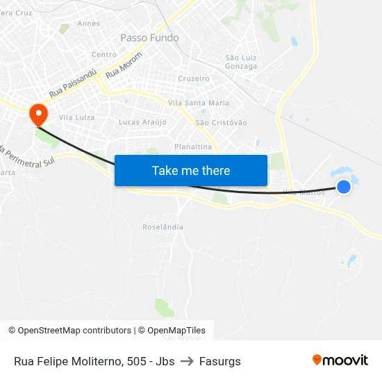 Rua Felipe Moliterno, 505 - Jbs to Fasurgs map