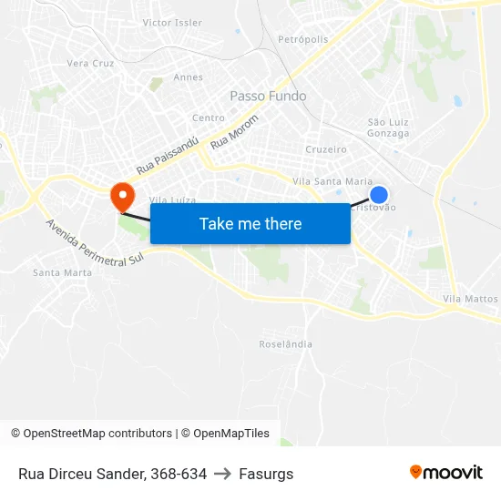 Rua Dirceu Sander, 368-634 to Fasurgs map