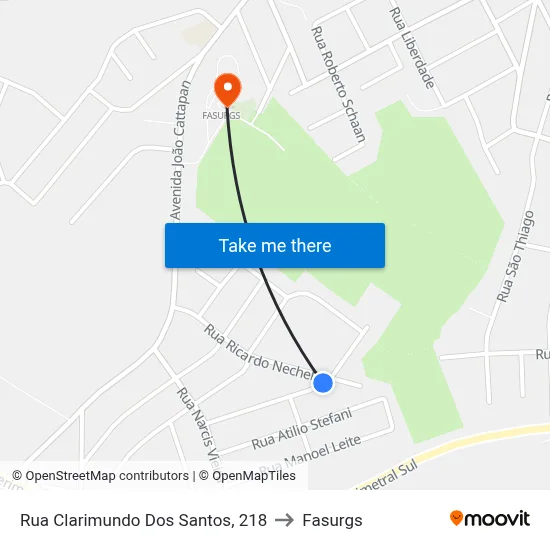Rua Clarimundo Dos Santos, 218 to Fasurgs map