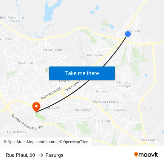 Rua Piauí, 60 to Fasurgs map