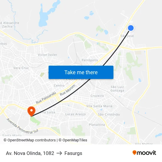 Av. Nova Olinda, 1082 to Fasurgs map