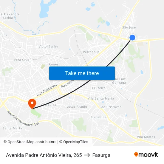 Avenida Padre Antônio Vieira, 265 to Fasurgs map