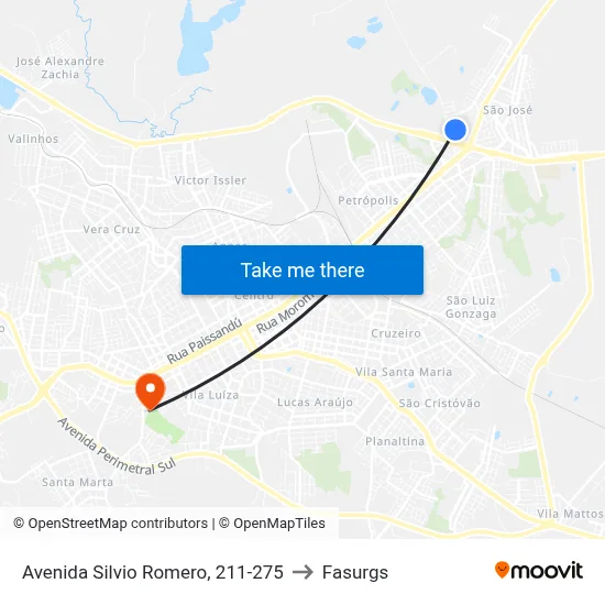 Avenida Silvio Romero, 211-275 to Fasurgs map