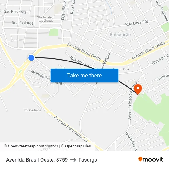 Avenida Brasil Oeste, 3759 to Fasurgs map