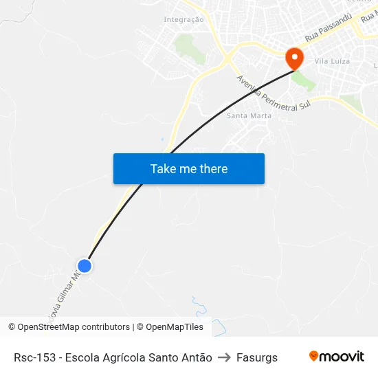 Rsc-153 - Escola Agrícola Santo Antão to Fasurgs map