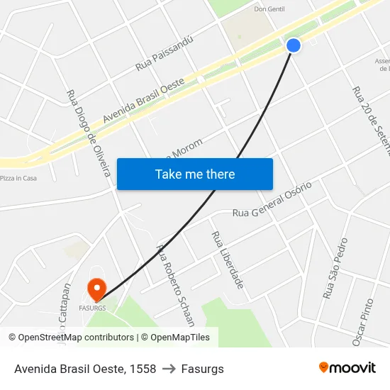 Avenida Brasil Oeste, 1558 to Fasurgs map
