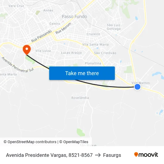 Avenida Presidente Vargas, 8521-8567 to Fasurgs map