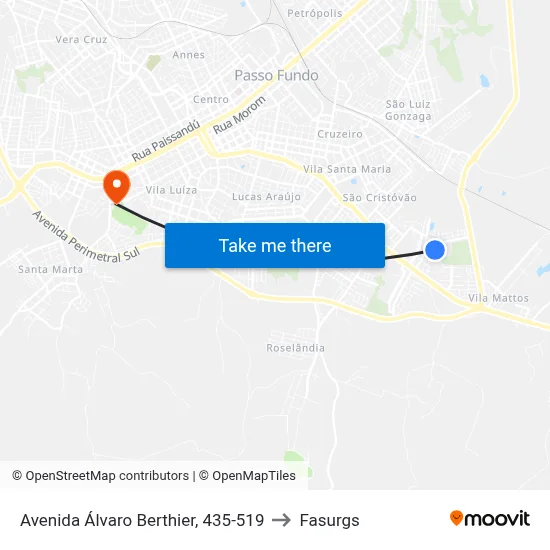 Avenida Álvaro Berthier, 435-519 to Fasurgs map
