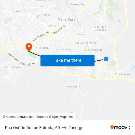 Rua Osório Duque Estrada, 60 to Fasurgs map