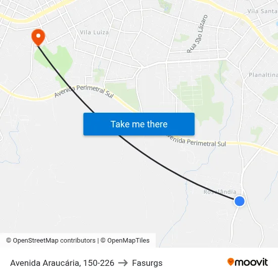 Avenida Araucária, 150-226 to Fasurgs map