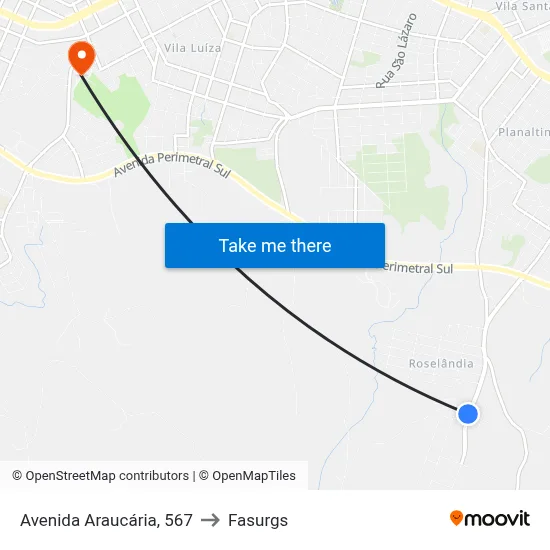 Avenida Araucária, 567 to Fasurgs map