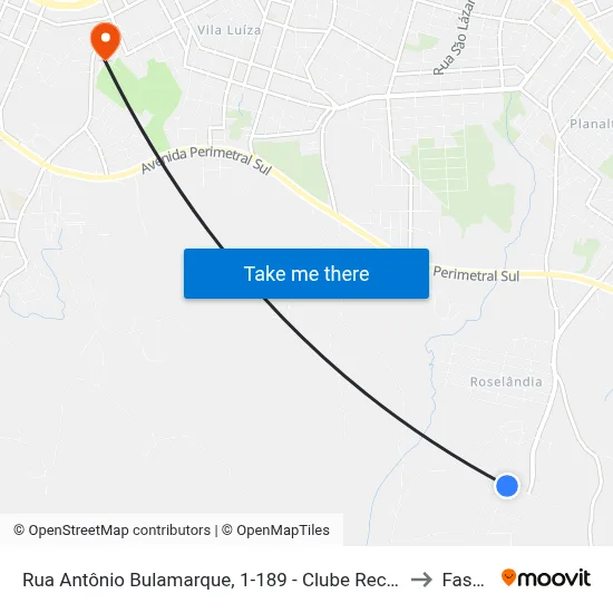 Rua Antônio Bulamarque, 1-189 - Clube Recreativo Industrial to Fasurgs map