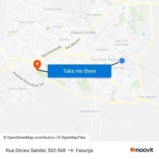 Rua Dirceu Sander, 502-568 to Fasurgs map